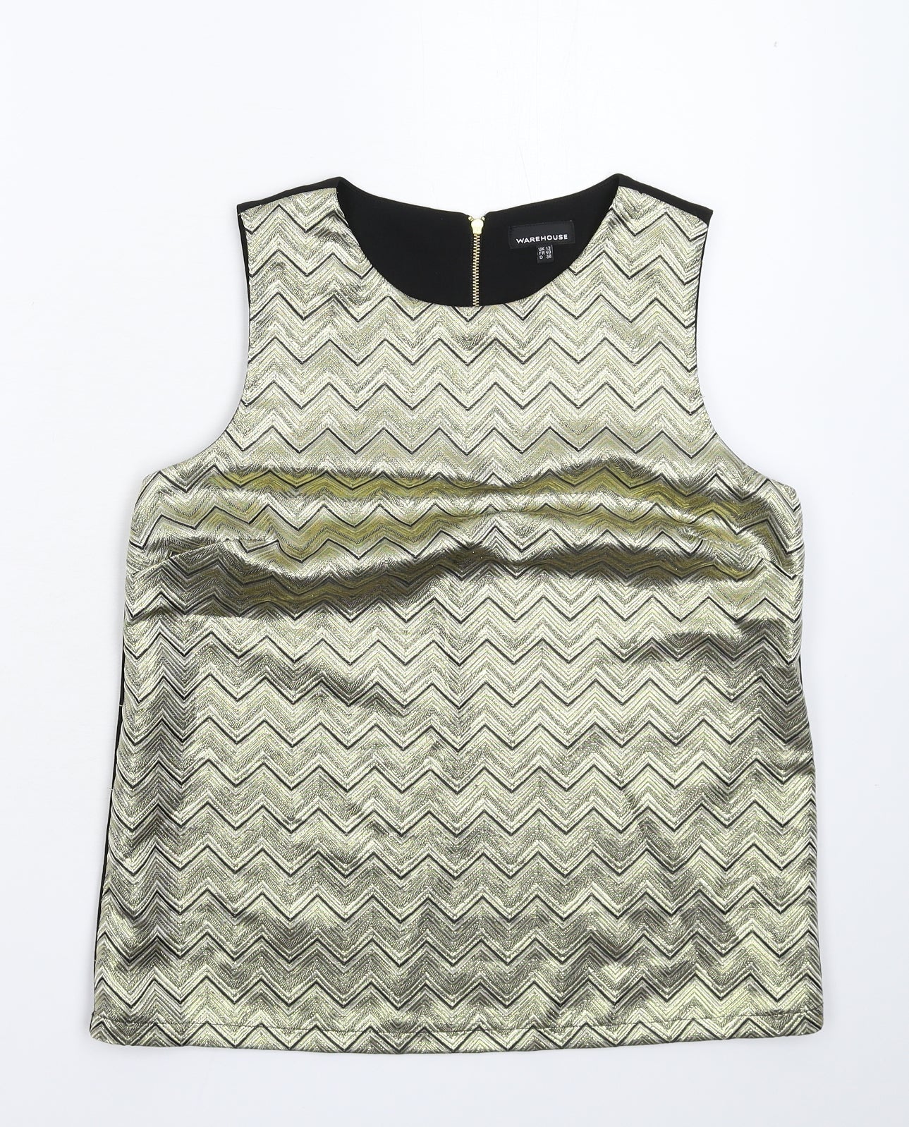 Womens UK Size 12 Warehouse Gold Basic Tank