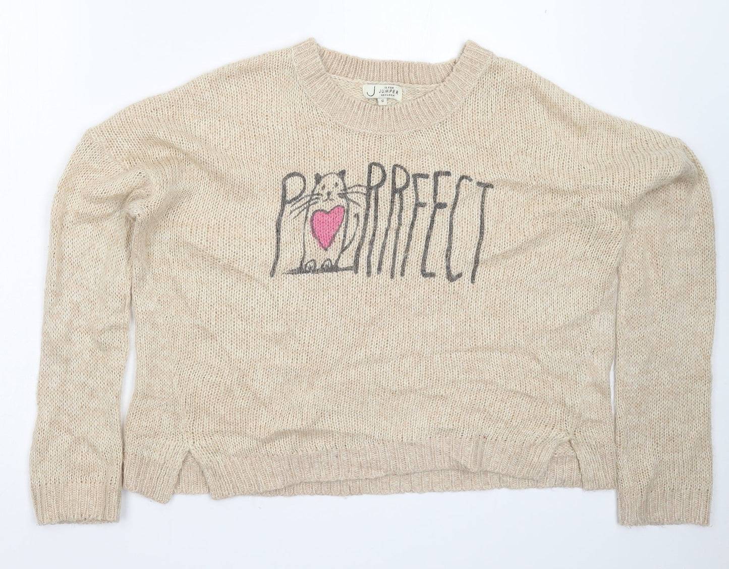 Womens UK Size 12 New Look Beige Pullover Jumper