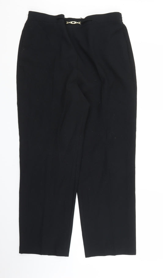 Womens UK Size 12 BHS Regular Fit Capri Black Trousers