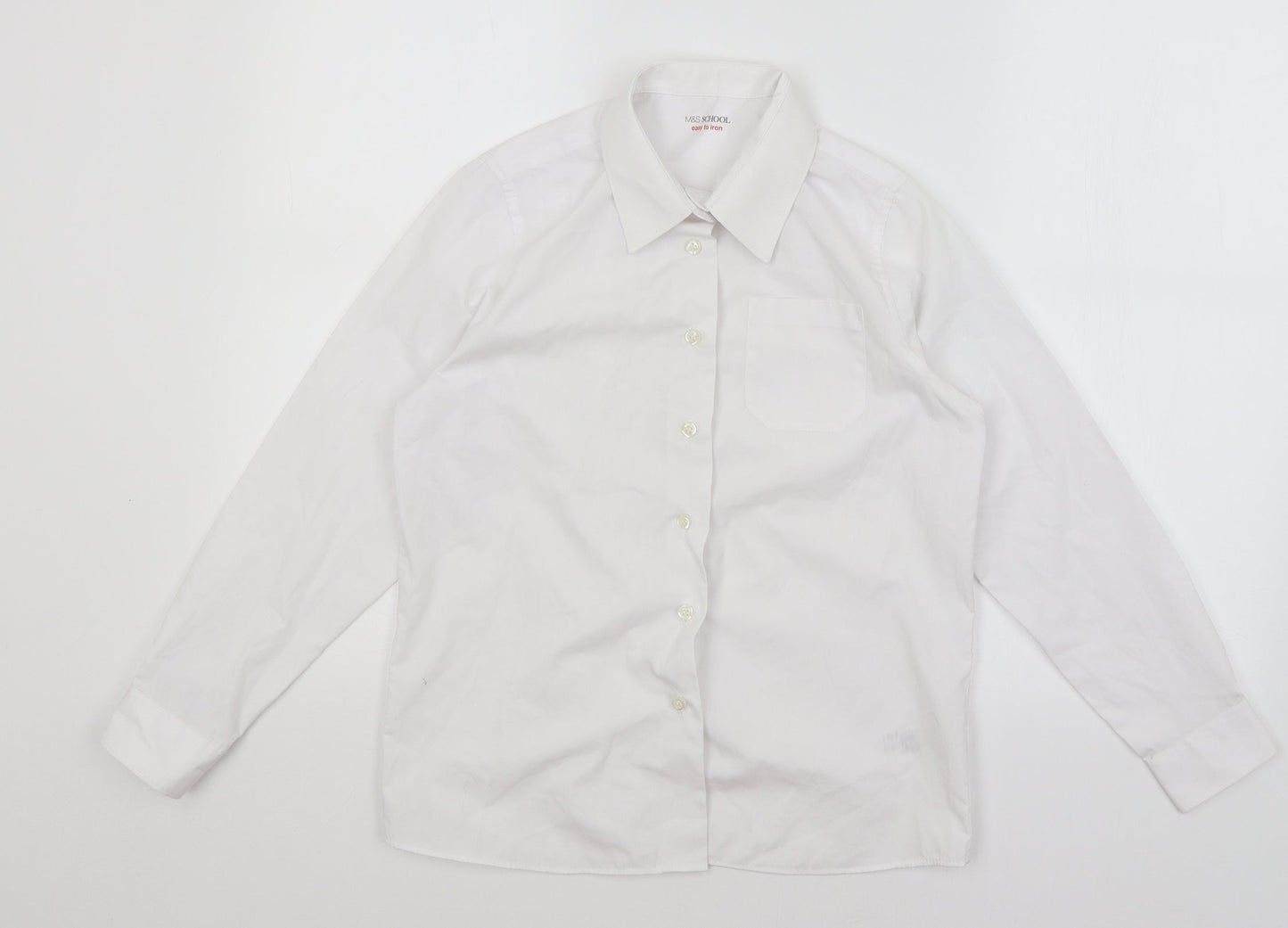 M&S Boys White   Basic Button-Up Size 11-12 Years