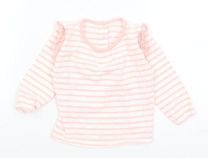 Matalan Baby Pink Striped  Basic T-Shirt Size 6-9 Months