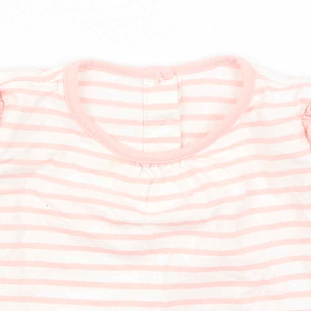 Matalan Baby Pink Striped  Basic T-Shirt Size 6-9 Months