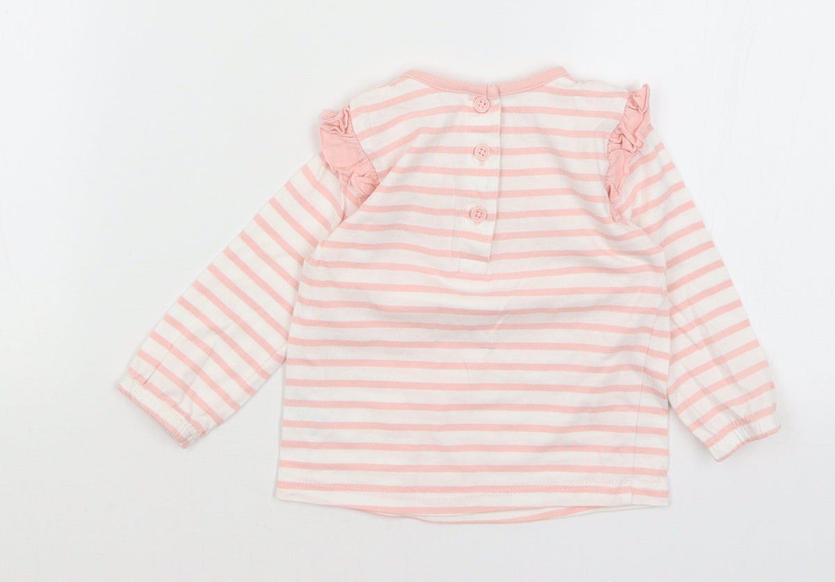 Matalan Baby Pink Striped  Basic T-Shirt Size 6-9 Months