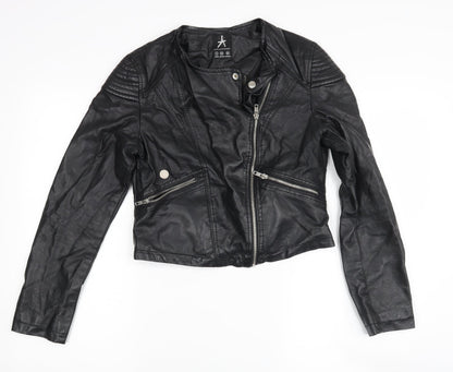 Womens UK Size 6 Atmosphere Black Biker Coat