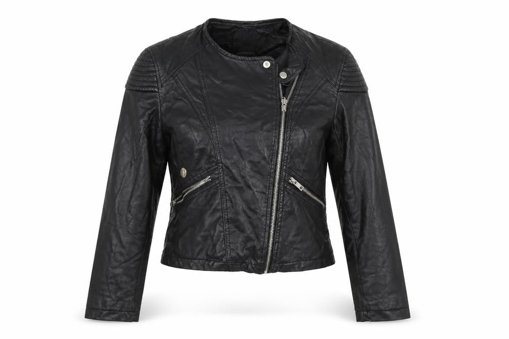 Womens UK Size 6 Atmosphere Black Biker Coat