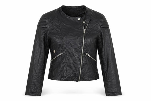 Front view of Atmosphere women’s black biker coatigan, size UK 6