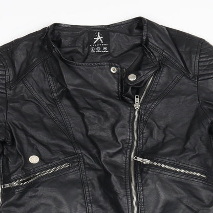 Womens UK Size 6 Atmosphere Black Biker Coat