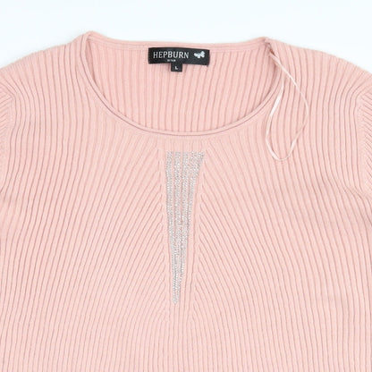 Womens UK Size L Hepburn Pink Henley Jumper
