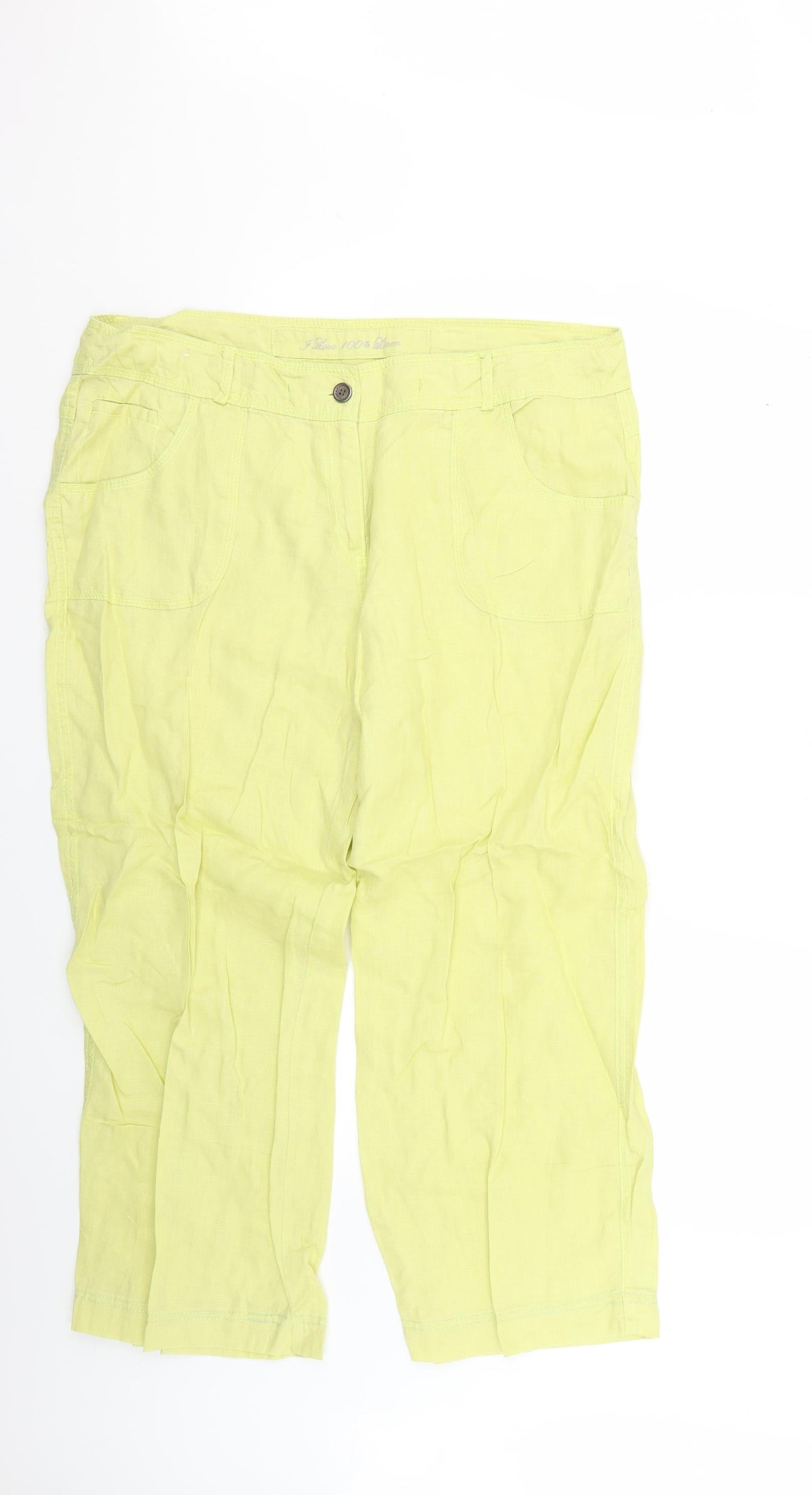 Denim & Co. Womens Yellow   Trousers  Size 16 L24 in