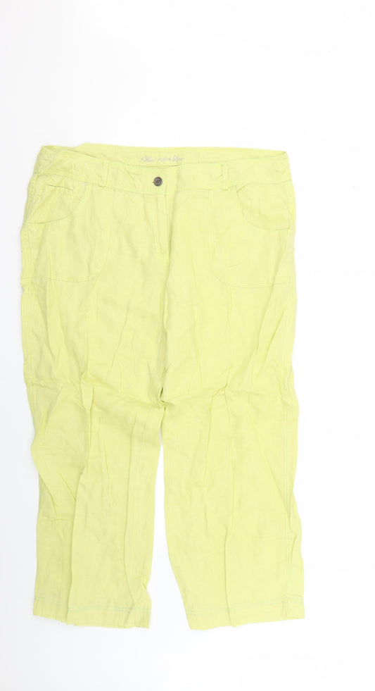 Denim & Co. Womens Yellow   Trousers  Size 16 L24 in