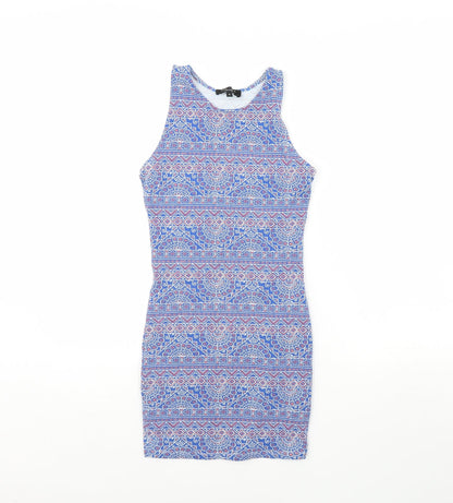 New Look Womens Blue Fair Isle  Mini  Size 8