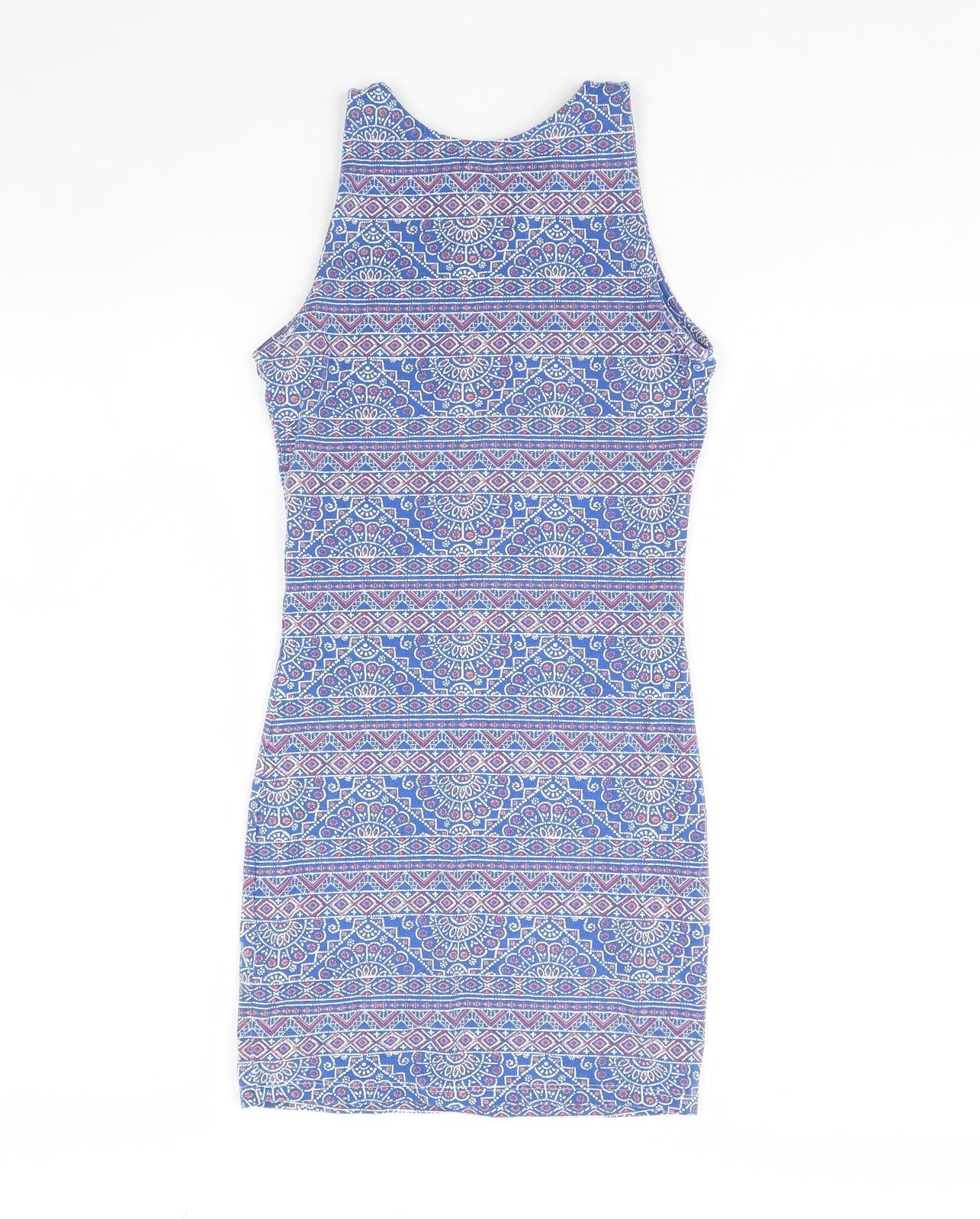 New Look Womens Blue Fair Isle  Mini  Size 8