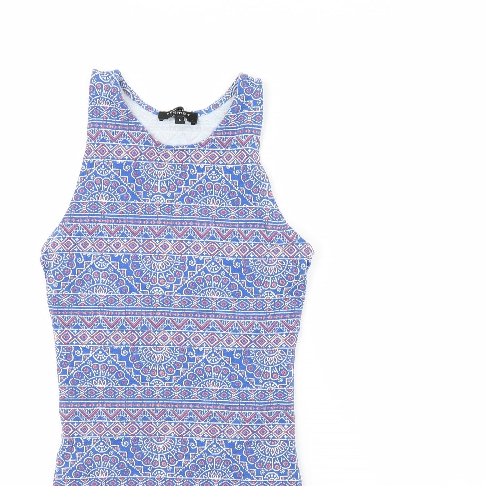 New Look Womens Blue Fair Isle  Mini  Size 8