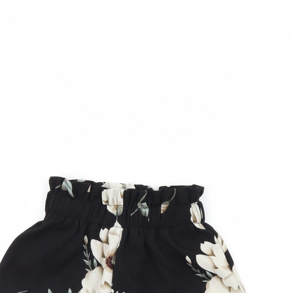 SheIn Girls Black Floral  Cut-Off Shorts Size 6 Years