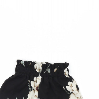 SheIn Girls Black Floral  Cut-Off Shorts Size 6 Years
