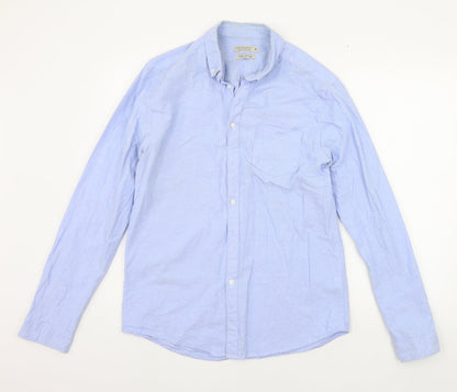 Mens UK Size M Cedar Wood State Blue  Button-Up Long Sleeve Casual Shirt