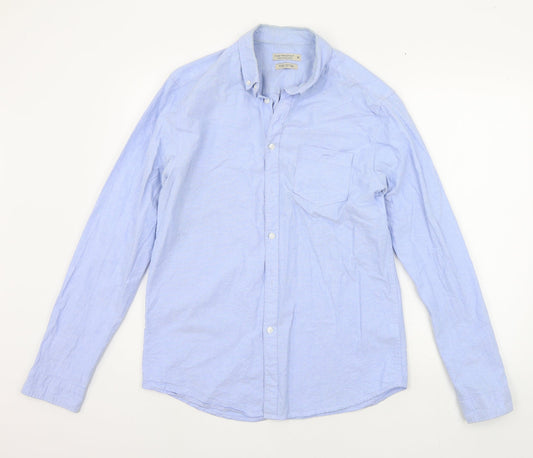 Mens UK Size M Cedar Wood State Blue  Button-Up Long Sleeve Casual Shirt