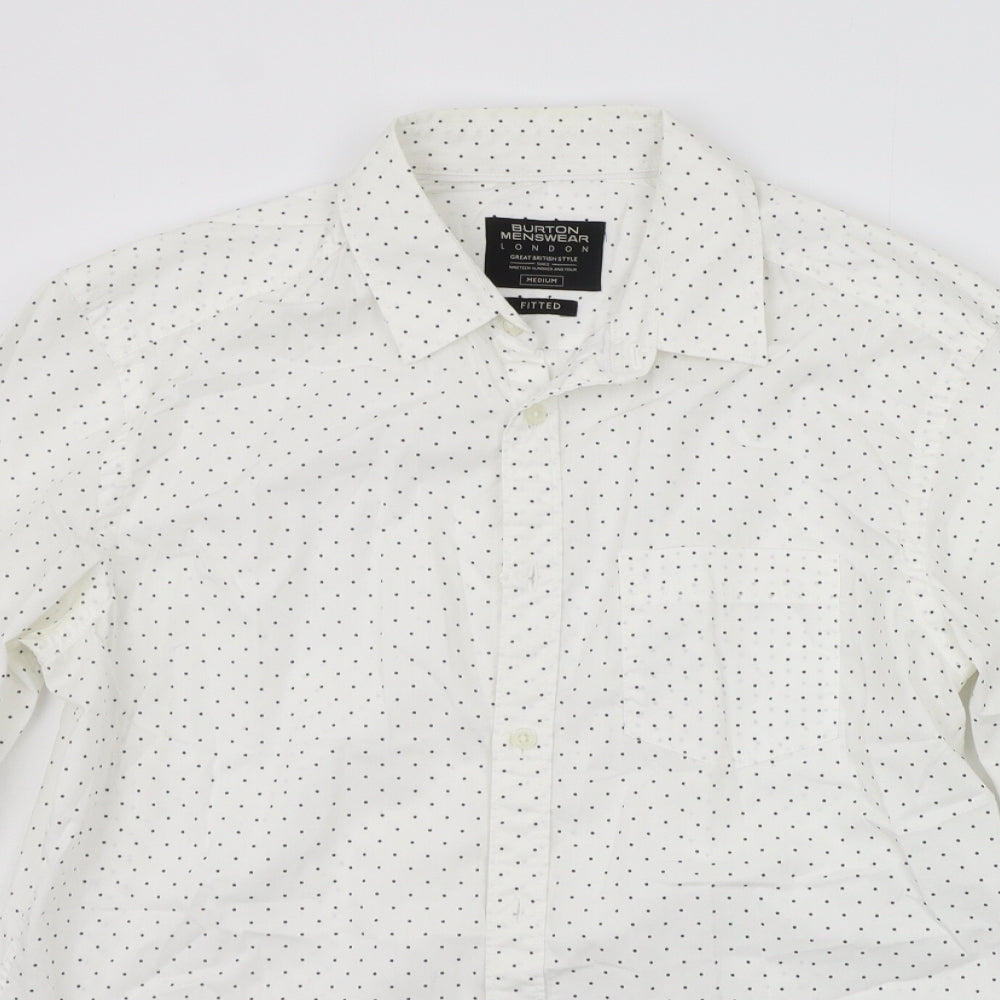 Mens UK Size M Burton menswear White  Button-Up Long Sleeve Casual Shirt