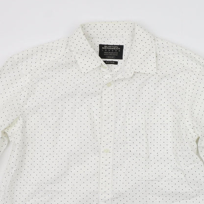 Mens UK Size M Burton menswear White  Button-Up Long Sleeve Casual Shirt