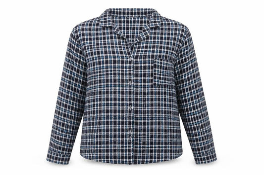 Sleep Well Womens Blue Check  Basic Button-Up Size 10