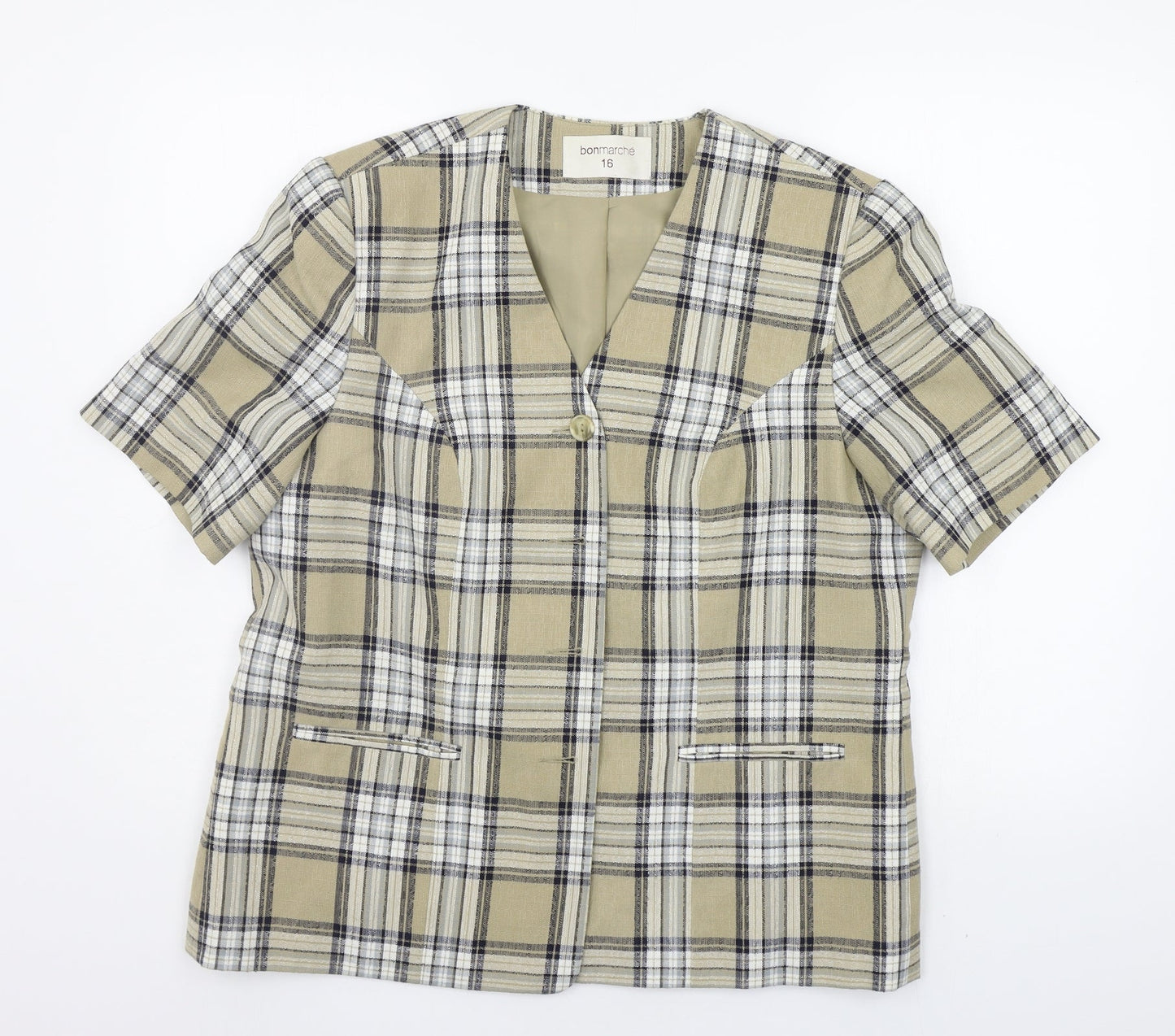 BONMARCHE Womens Beige Check  Jacket Suit Jacket Size 16