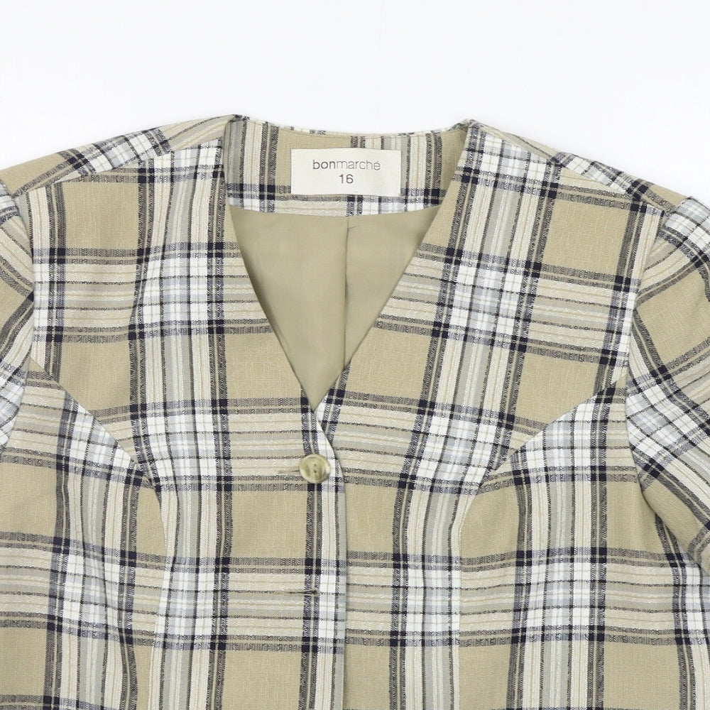 BONMARCHE Womens Beige Check  Jacket Suit Jacket Size 16