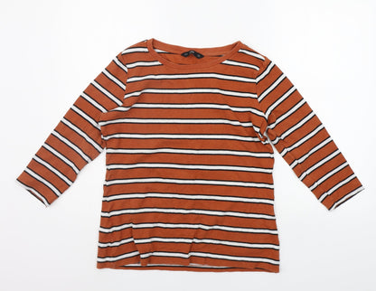 F&F Womens Orange Striped  Pullover Jumper Size 16