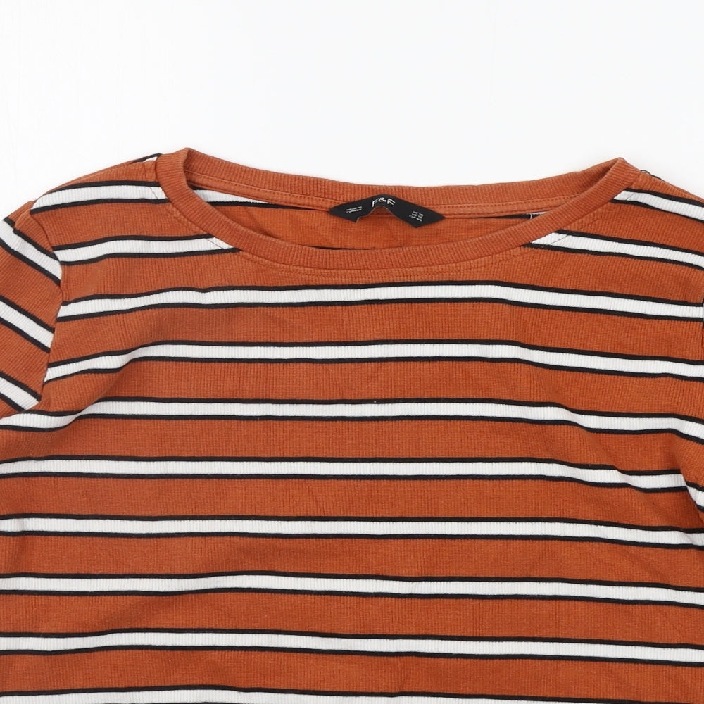 F&F Womens Orange Striped  Pullover Jumper Size 16
