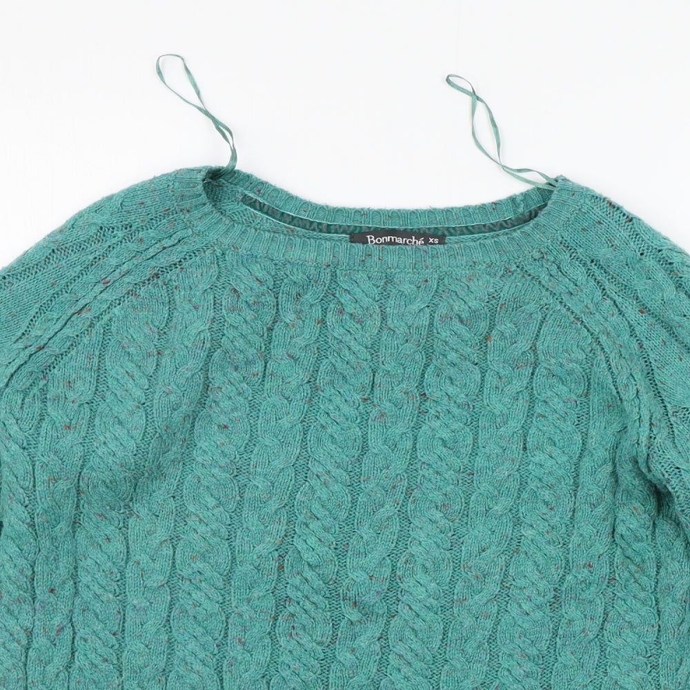 Womens UK Size XS BONMARCHE Green Pullover Jumper