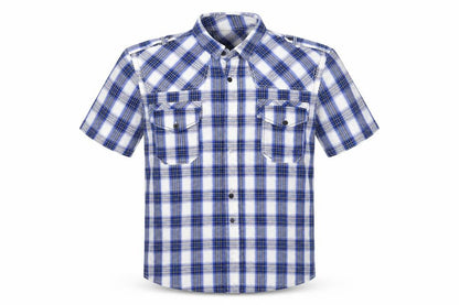 Mens UK Size M Crafted Blue  Button-Up Short Sleeve Casual Shirt