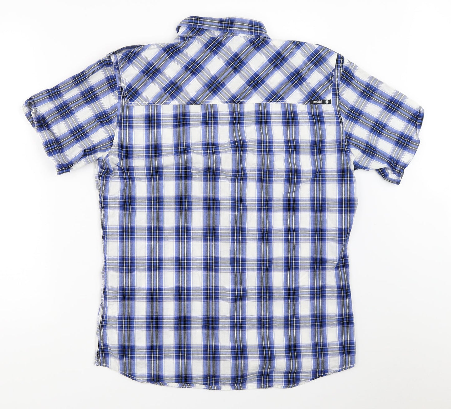 Mens UK Size M Crafted Blue  Button-Up Short Sleeve Casual Shirt