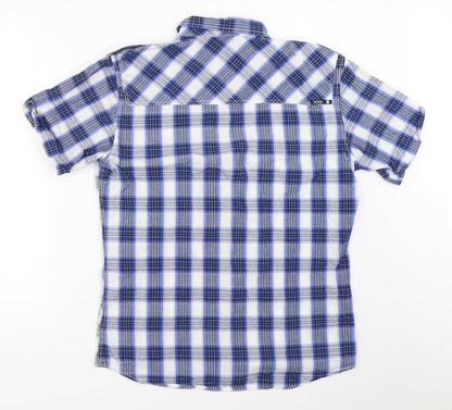 Mens UK Size M Crafted Blue  Button-Up Short Sleeve Casual Shirt
