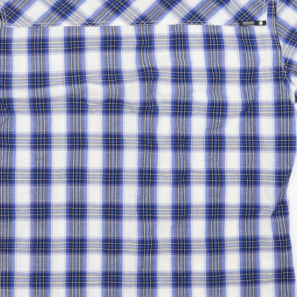 Mens UK Size M Crafted Blue  Button-Up Short Sleeve Casual Shirt