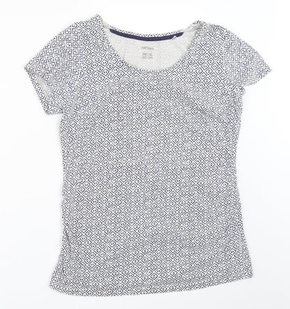 ESMARA Womens White Geometric  Basic T-Shirt Size M