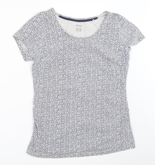 ESMARA Womens White Geometric  Basic T-Shirt Size M