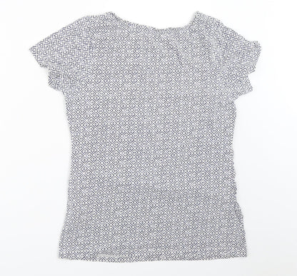 ESMARA Womens White Geometric  Basic T-Shirt Size M