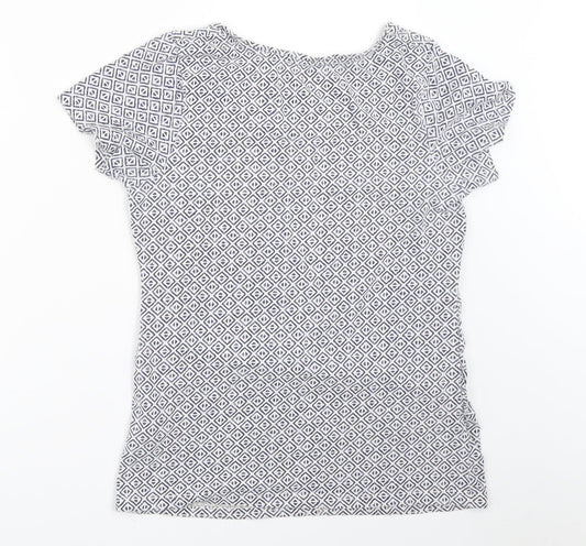 ESMARA Womens White Geometric  Basic T-Shirt Size M