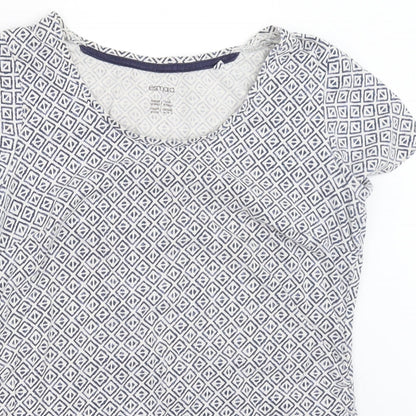 ESMARA Womens White Geometric  Basic T-Shirt Size M