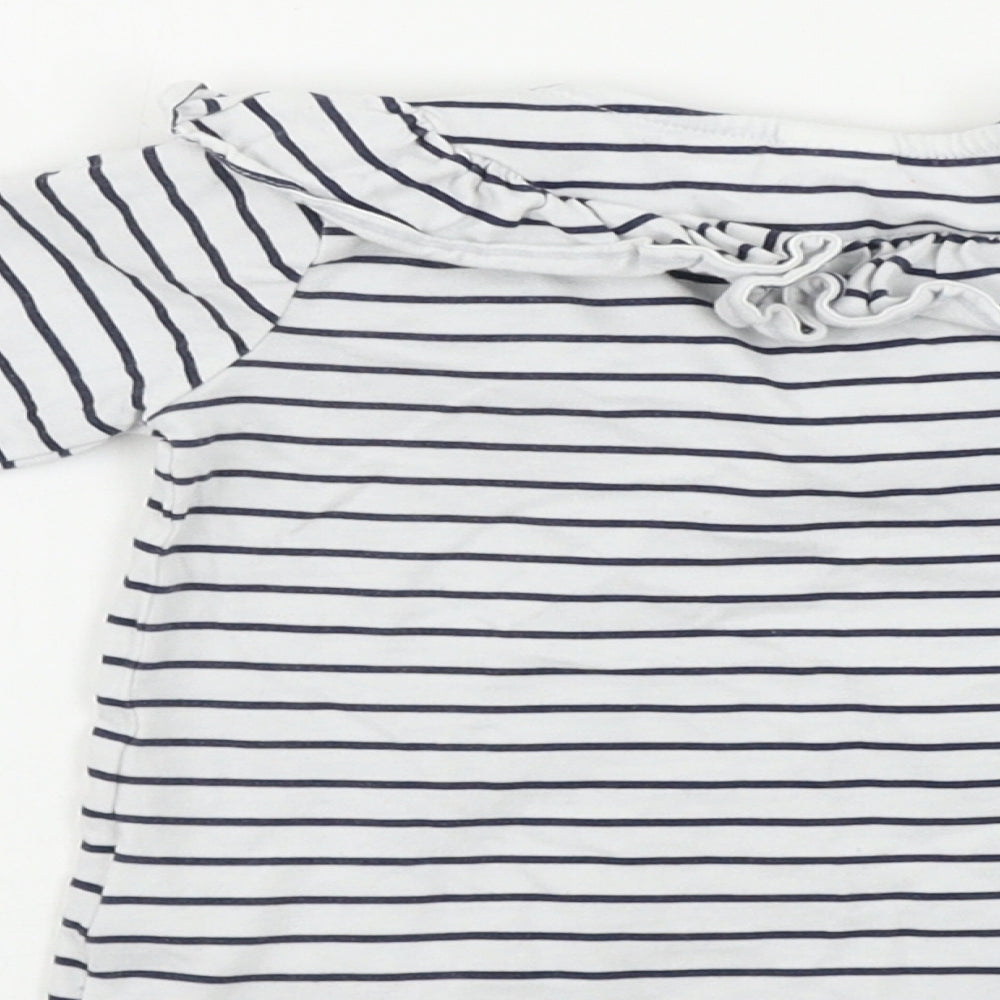 H&M  Boys White Striped  Basic T-Shirt Size 12-18 Months