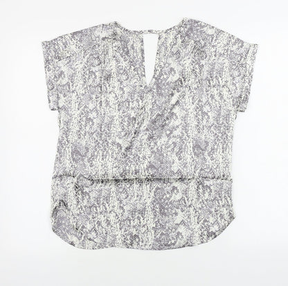 Avon Womens Beige Animal Print  Basic Blouse Size 8