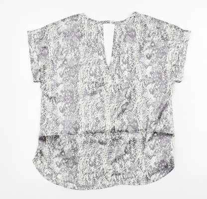 Avon Womens Beige Animal Print  Basic Blouse Size 8