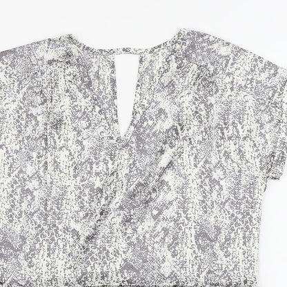 Avon Womens Beige Animal Print  Basic Blouse Size 8