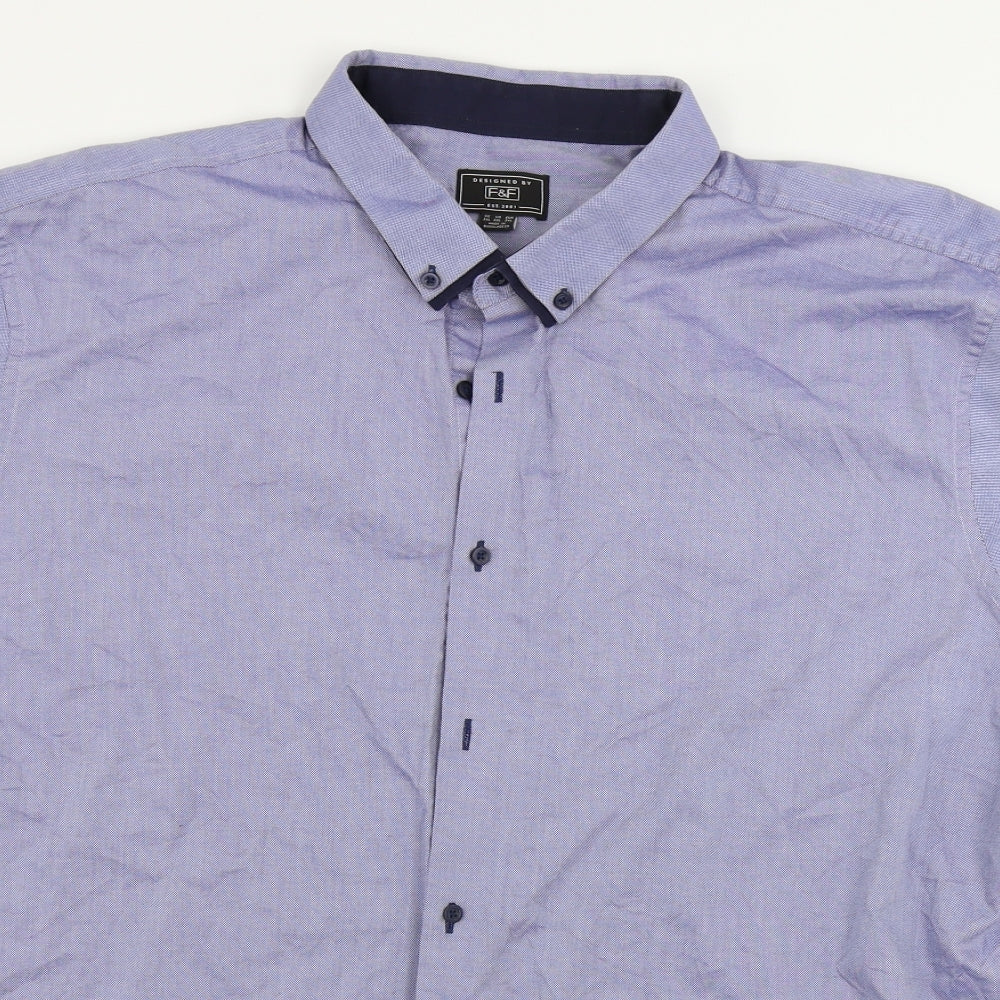 F&F  Mens Blue    Button-Up Size 15.5