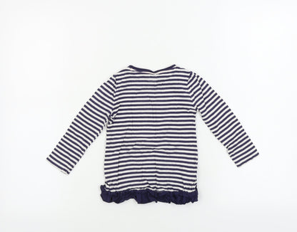 F&F  Girls Blue Striped  Basic T-Shirt Size 12-18 Months