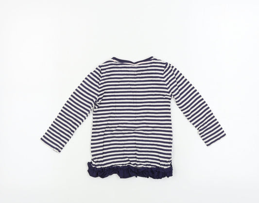F&F  Girls Blue Striped  Basic T-Shirt Size 12-18 Months