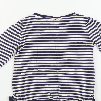 F&F  Girls Blue Striped  Basic T-Shirt Size 12-18 Months