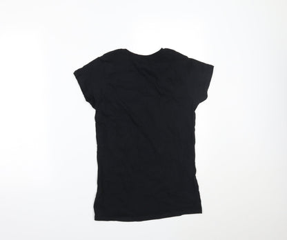 Womens UK Size S Gildan Black Basic T-Shirt