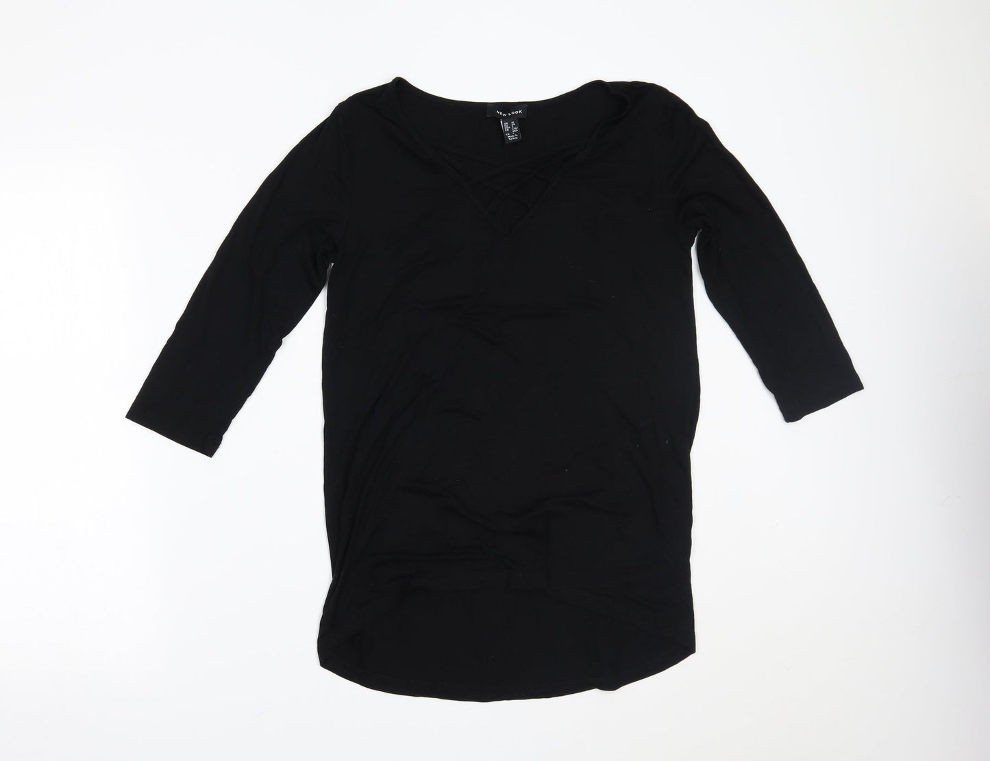 Womens UK Size 10 New Look Black Basic Blouse