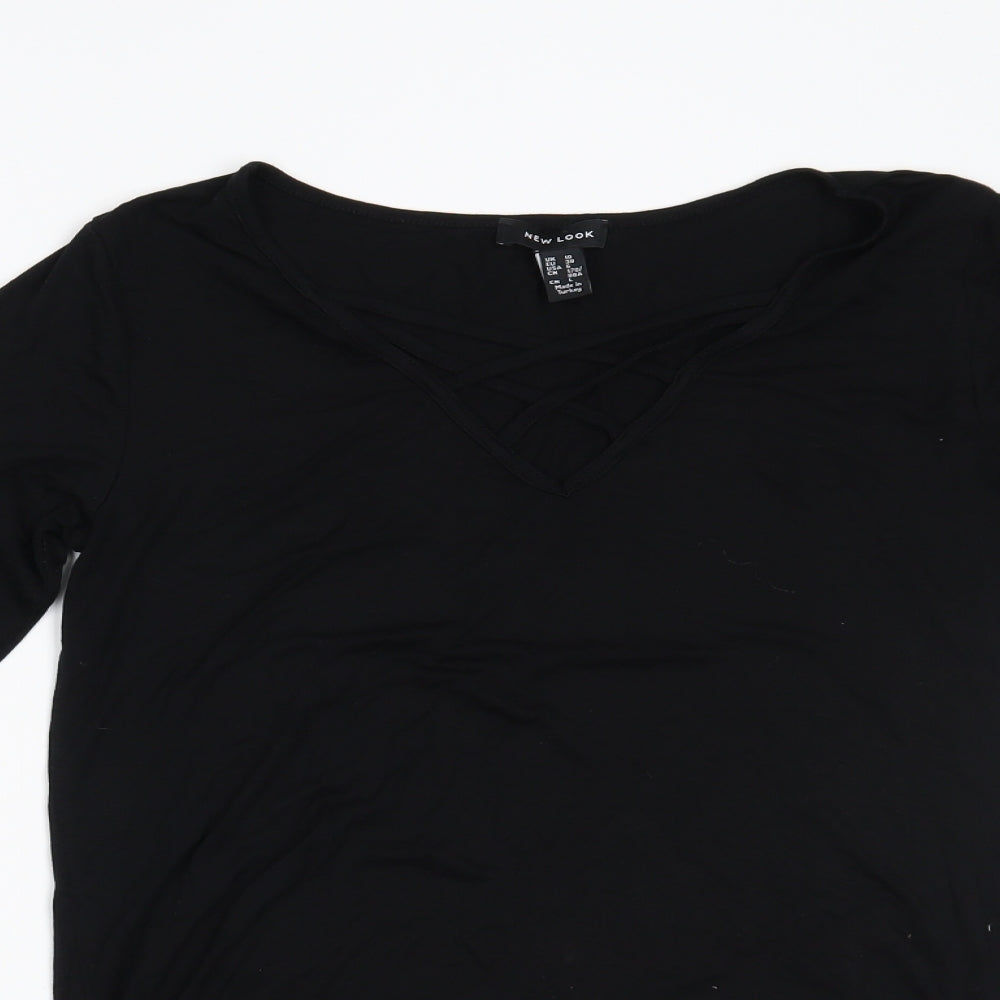 Womens UK Size 10 New Look Black Basic Blouse