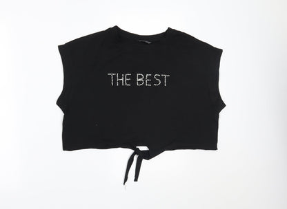 SheIn# Womens Black   Cropped T-Shirt Size L